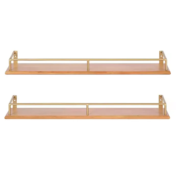 Clearance Kirklands Home Natural & Gold Rectangle Cameron Shelves, Set of 2