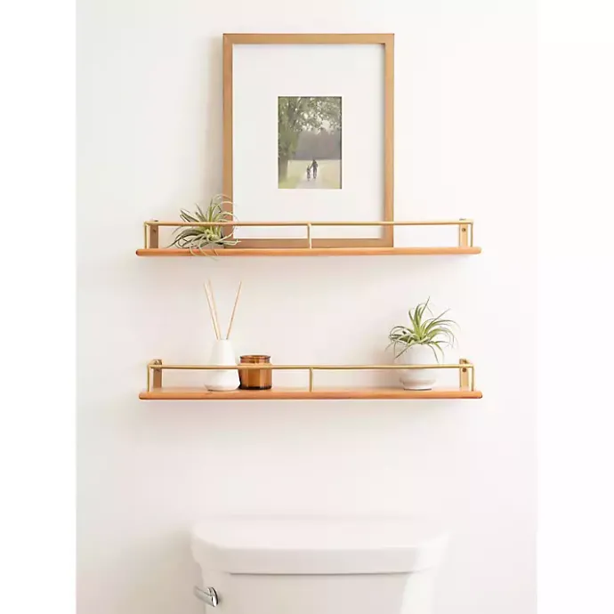 Clearance Kirklands Home Natural & Gold Rectangle Cameron Shelves, Set of 2
