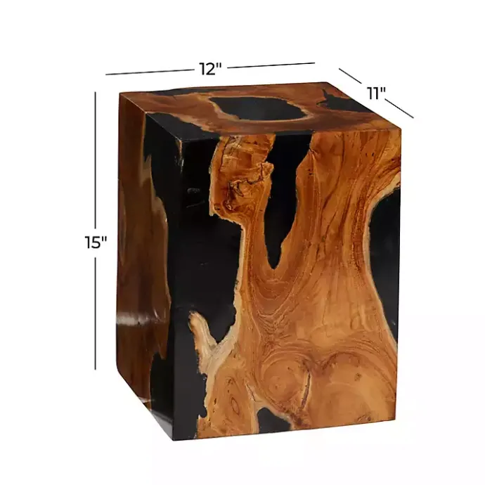 Clearance Kirklands Home Natural Abstract Teak Wood Grain Accent Table Brown