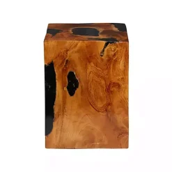 Clearance Kirklands Home Natural Abstract Teak Wood Grain Accent Table Brown