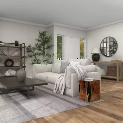 Clearance Kirklands Home Natural Abstract Teak Wood Grain Accent Table Brown