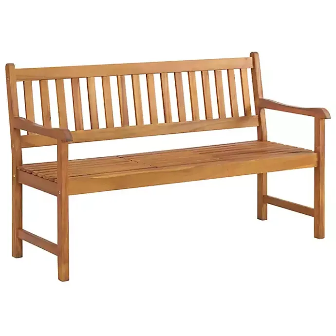 Online Kirklands Home Natural Acacia Wood Bench with Pop-Up Table Tan