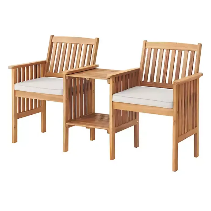 Hot Kirklands Home Natural Acacia Wood Ivory Cushion 3-pc. Patio Set