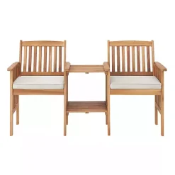 Hot Kirklands Home Natural Acacia Wood Ivory Cushion 3-pc. Patio Set
