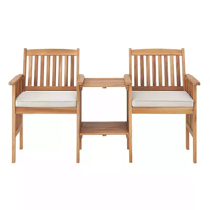 Hot Kirklands Home Natural Acacia Wood Ivory Cushion 3-pc. Patio Set