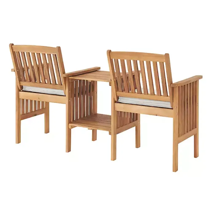 Hot Kirklands Home Natural Acacia Wood Ivory Cushion 3-pc. Patio Set