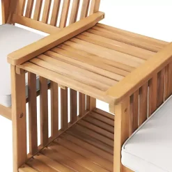 Hot Kirklands Home Natural Acacia Wood Ivory Cushion 3-pc. Patio Set