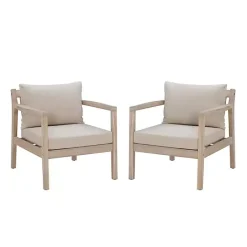 Discount Kirklands Home Natural Acacia Wood 2-pc. Outdoor Accent Chair Set Tan