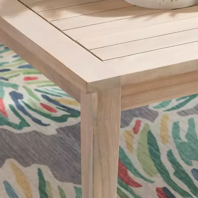 Discount Kirklands Home Natural Acacia Wood Slatted Outdoor Coffee Table Tan