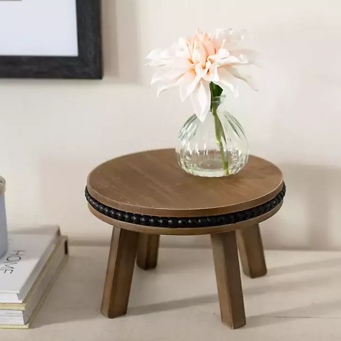 Hot Kirklands Home Natural and Black Beaded Wood Riser