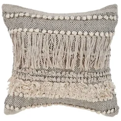 Clearance Kirklands Home Natural and Black Cozy Fringe Pillow