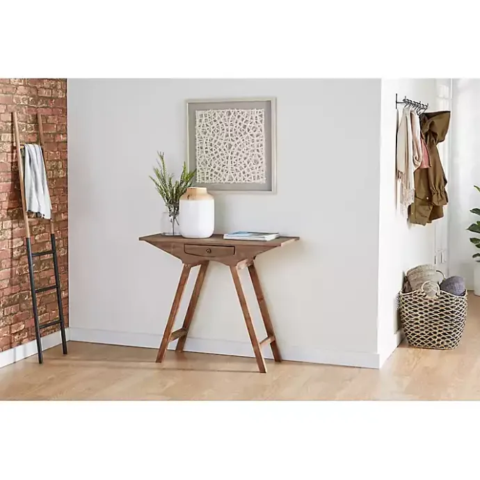 Kirklands Home Natural and Black Seagrass Diamond Weave Basket