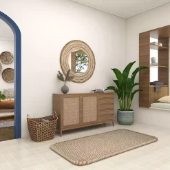 Kirklands Home Natural and Black Seagrass Diamond Weave Basket