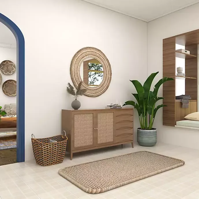 Kirklands Home Natural and Black Seagrass Diamond Weave Basket