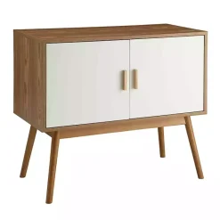 Discount Kirklands Home Natural and White Reversible Doors Cabinet