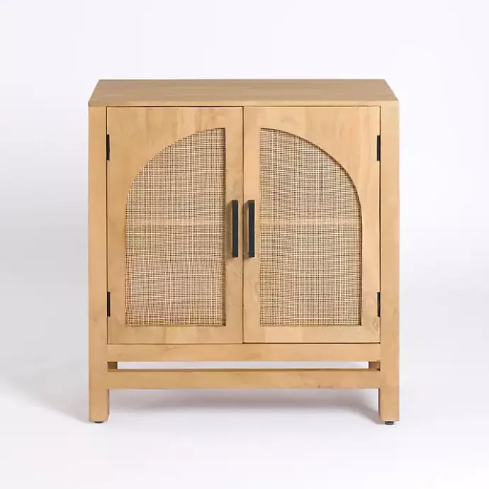 Outlet Kirklands Home Natural Arch Cane and Wood Cabinet Tan