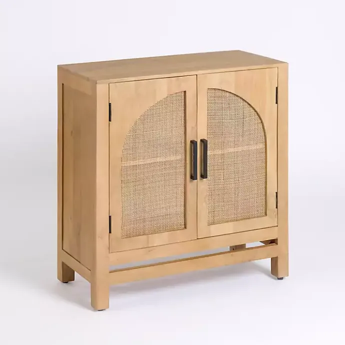 Outlet Kirklands Home Natural Arch Cane and Wood Cabinet Tan