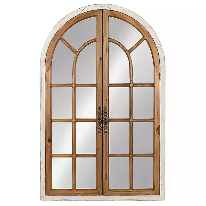 Best Kirklands Home Natural Arched Pane Doors Wall Mirror