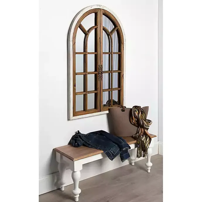 Best Kirklands Home Natural Arched Pane Doors Wall Mirror