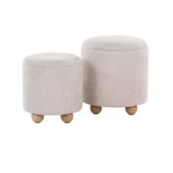 Kirklands Home Natural Bacci Nesting Ottomans, Set of 2 Tan