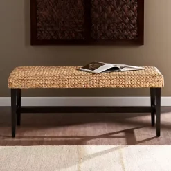 Sale Kirklands Home Natural Blanchard Water Hyacinth Bench Tan