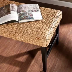 Sale Kirklands Home Natural Blanchard Water Hyacinth Bench Tan