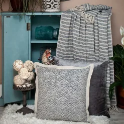 Best Kirklands Home Natural Striped Woven Tassel Throw Blue