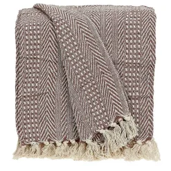 Sale Kirklands Home Natural Striped Woven Tassel Throw Brown