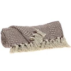 Sale Kirklands Home Natural Striped Woven Tassel Throw Brown