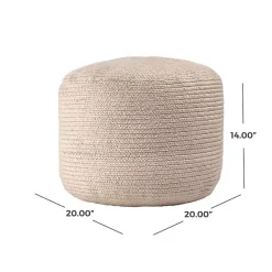 Sale Kirklands Home Natural Cable Braided Pouf Tan