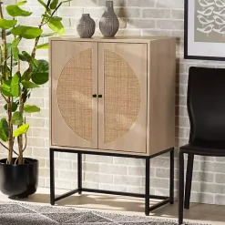 Online Kirklands Home Natural Cane and Wood 2-Door Cabinet