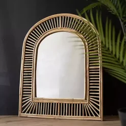 Outlet Kirklands Home Natural Cane Arched Wall Mirror
