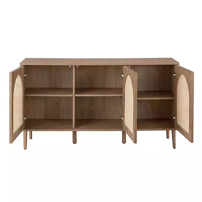 Sale Kirklands Home Natural Cane Wood Arched Sideboard Cabinet