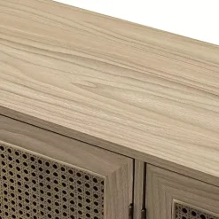 Clearance Kirklands Home Natural Cane Wood Storage Media Cabinet Tan