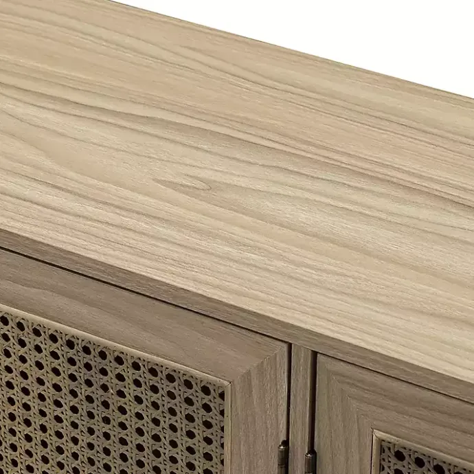 Clearance Kirklands Home Natural Cane Wood Storage Media Cabinet Tan