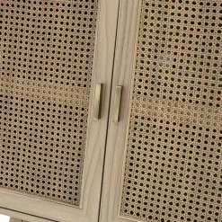 Clearance Kirklands Home Natural Cane Wood Storage Media Cabinet Tan