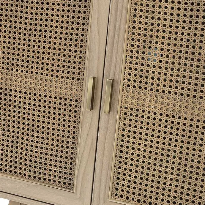 Clearance Kirklands Home Natural Cane Wood Storage Media Cabinet Tan