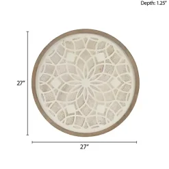 Online Kirklands Home Natural Carved Wood Medallion Round Wall Plaque Tan