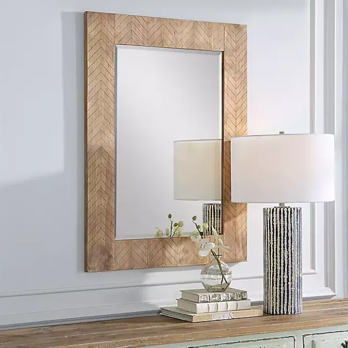 Sale Kirklands Home Natural Chevron Wood Wall Mirror