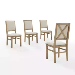 Online Kirklands Home Natural Cream Upholstered Dining Chairs, Set of 4 Ivory