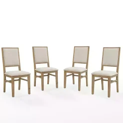 Online Kirklands Home Natural Cream Upholstered Dining Chairs, Set of 4 Ivory