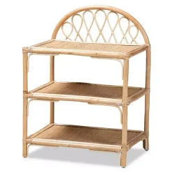 Online Kirklands Home Natural Curled Rattan 3-Tiered Bookcase