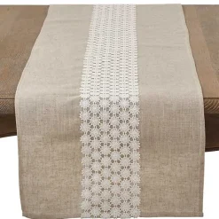 Sale Kirklands Home Natural Daisy Lace Linen Table Runner