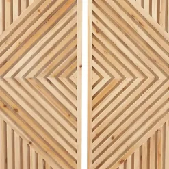 Sale Kirklands Home Natural Diamond Wood Panel Wall Plaques, Set of 2 Brown