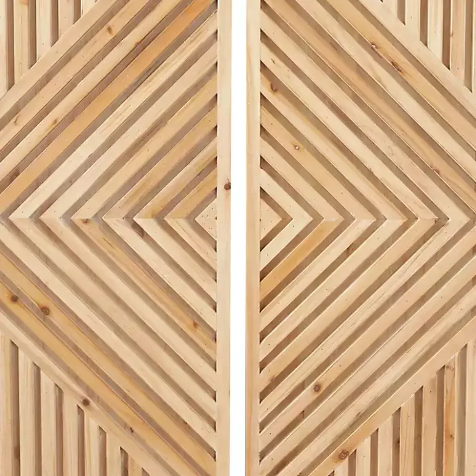 Sale Kirklands Home Natural Diamond Wood Panel Wall Plaques, Set of 2 Brown