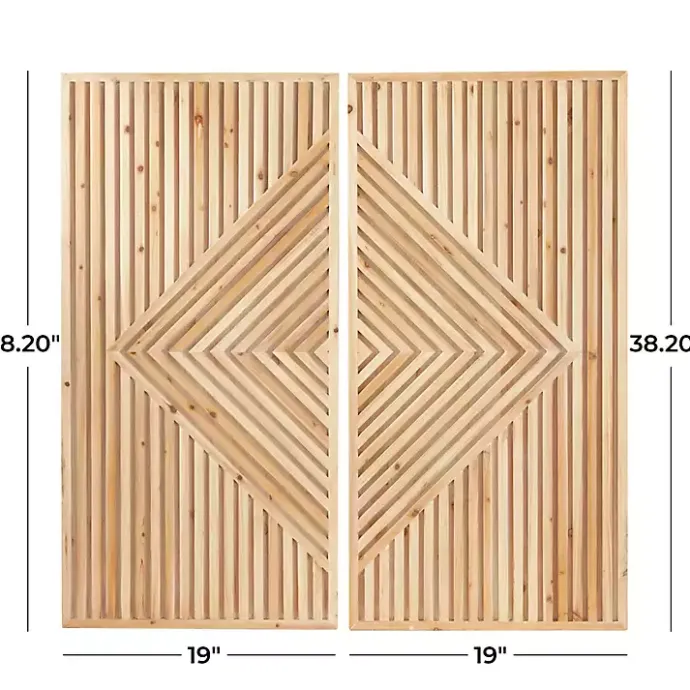 Sale Kirklands Home Natural Diamond Wood Panel Wall Plaques, Set of 2 Brown