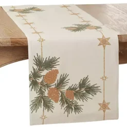 Best Kirklands Home Natural Embroidered Pinecone Table Runner