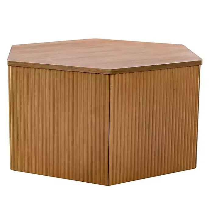 Best Kirklands Home Natural Fluted Hexagon Coffee Table Tan
