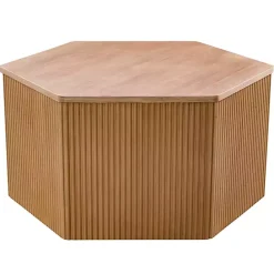 Best Kirklands Home Natural Fluted Hexagon Coffee Table Tan