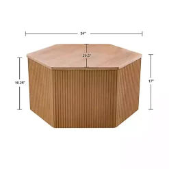 Best Kirklands Home Natural Fluted Hexagon Coffee Table Tan